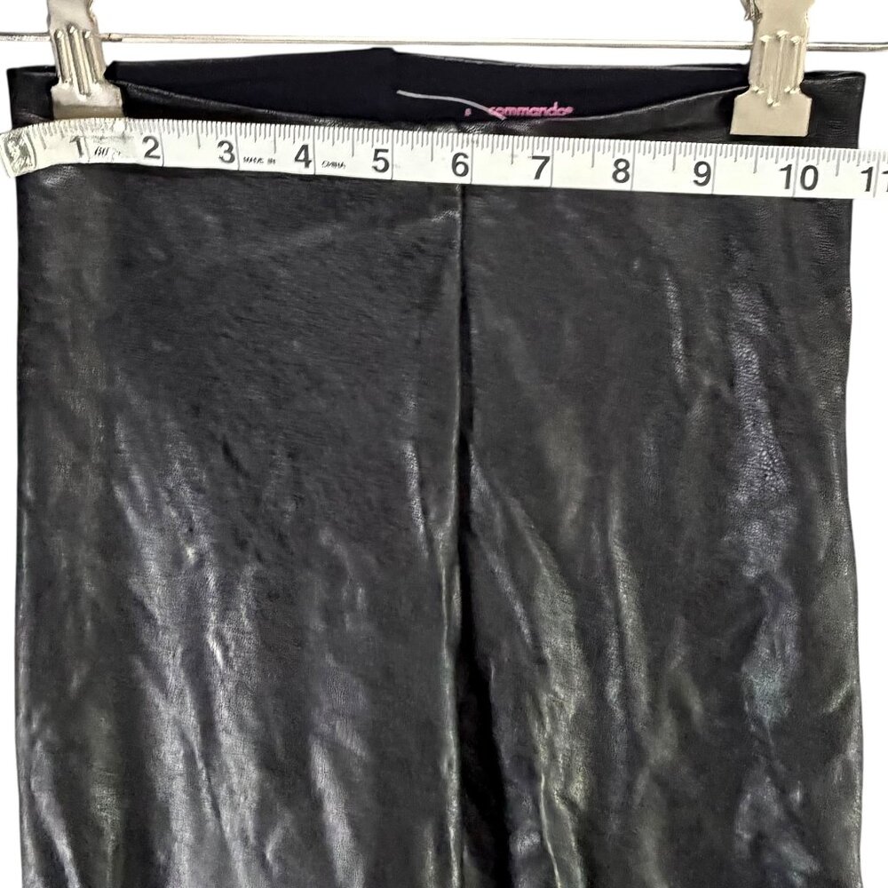 Commando Flare Crop Pull On Pants Women S Black Faux Leather Glossy Vegan Rocker - Picture 6 of 11